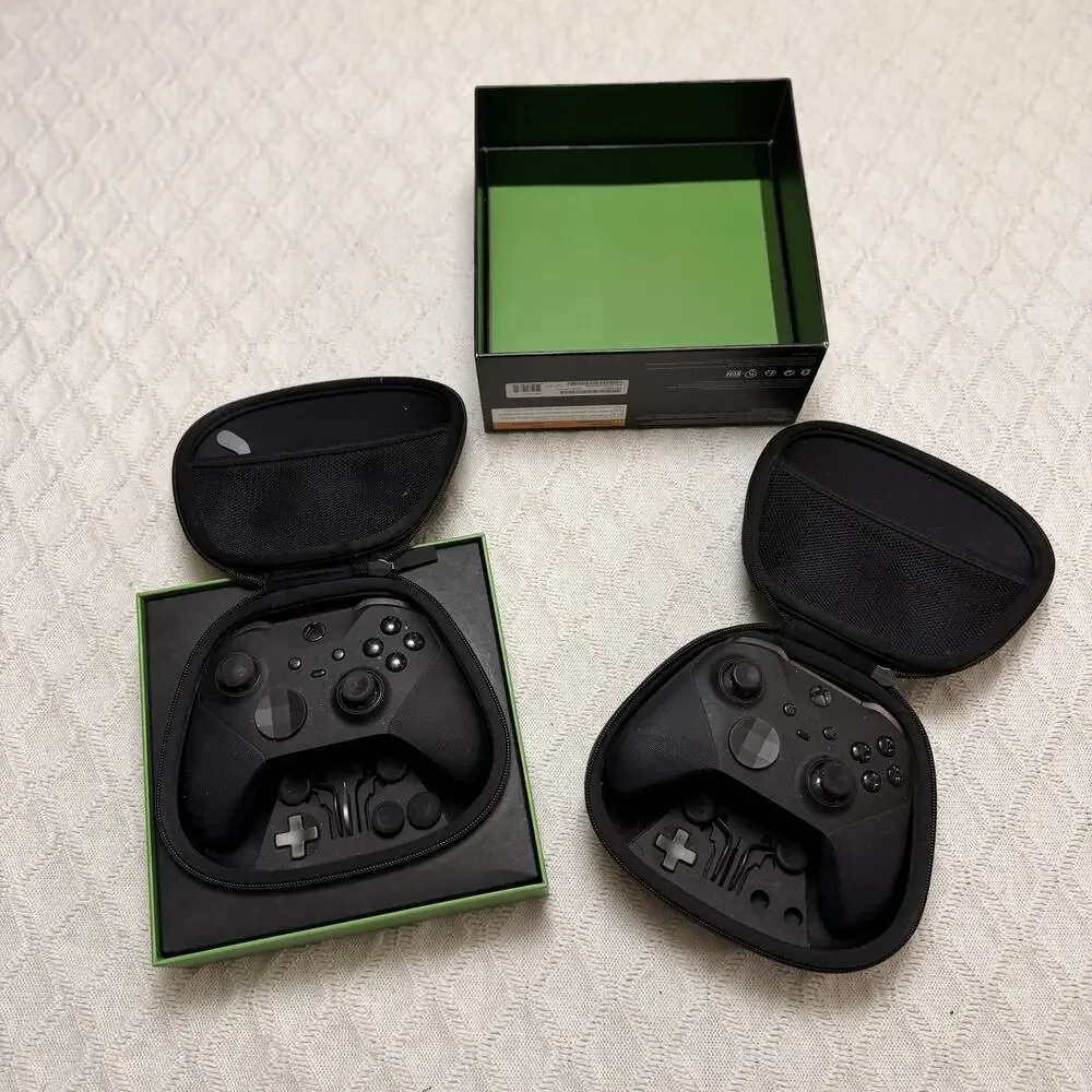 Bundle of 2 Xbox Elite Series 2 Wireless Controller - Black Box w/ Case + Acc